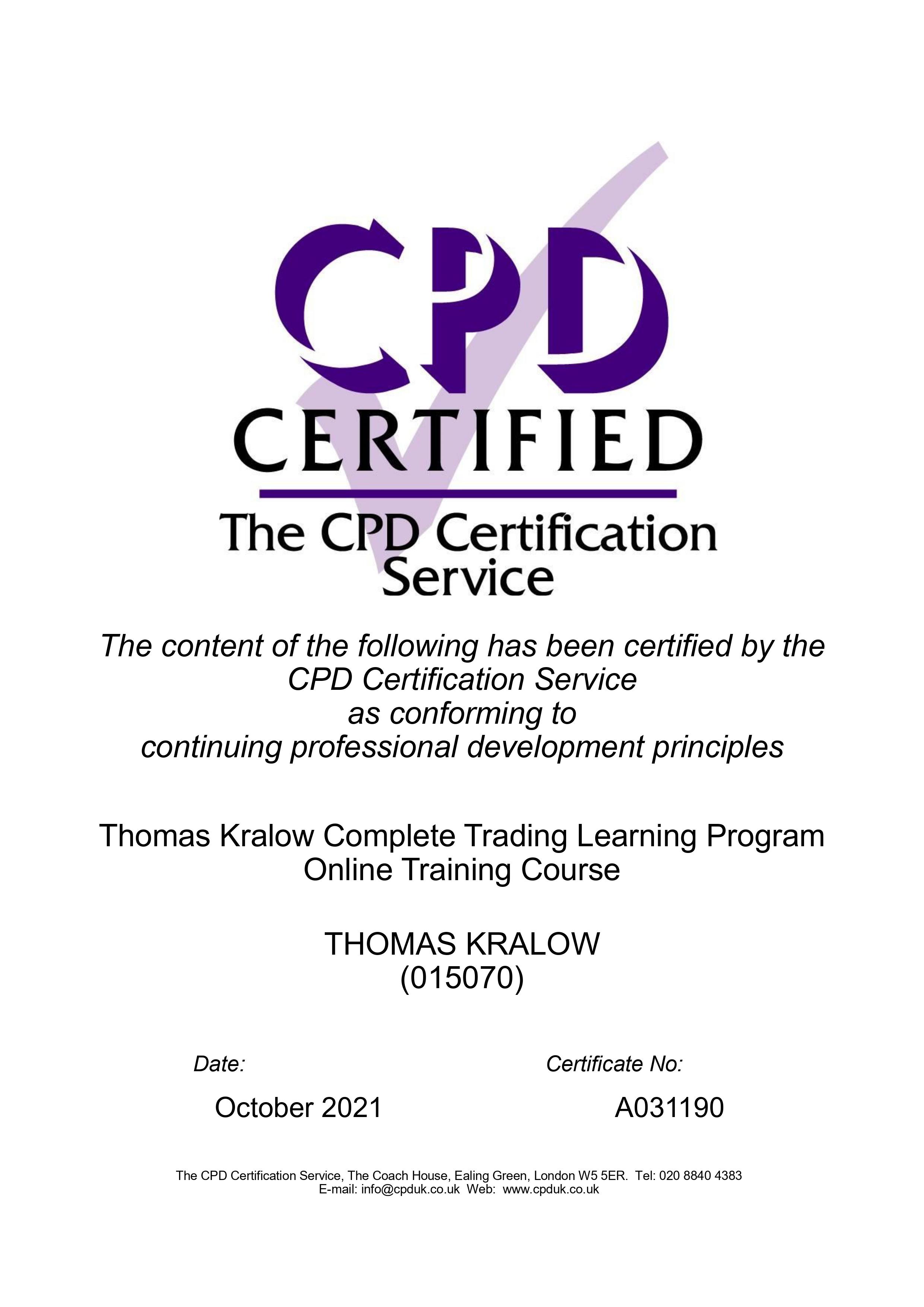CPD Certificate Thomaskralow